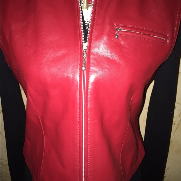 Red Leather Vest - Picture 2 of 5